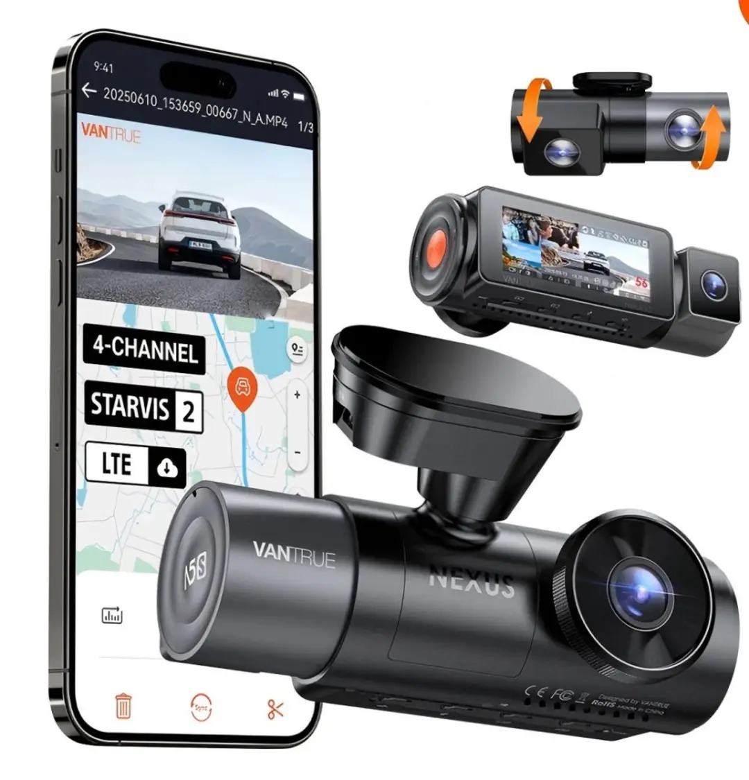 Vantrue N5S 4-Kanaals 360 Graden WiFi Dashcam, STARVIS 2, IR Nachtzicht, 2.7K+10