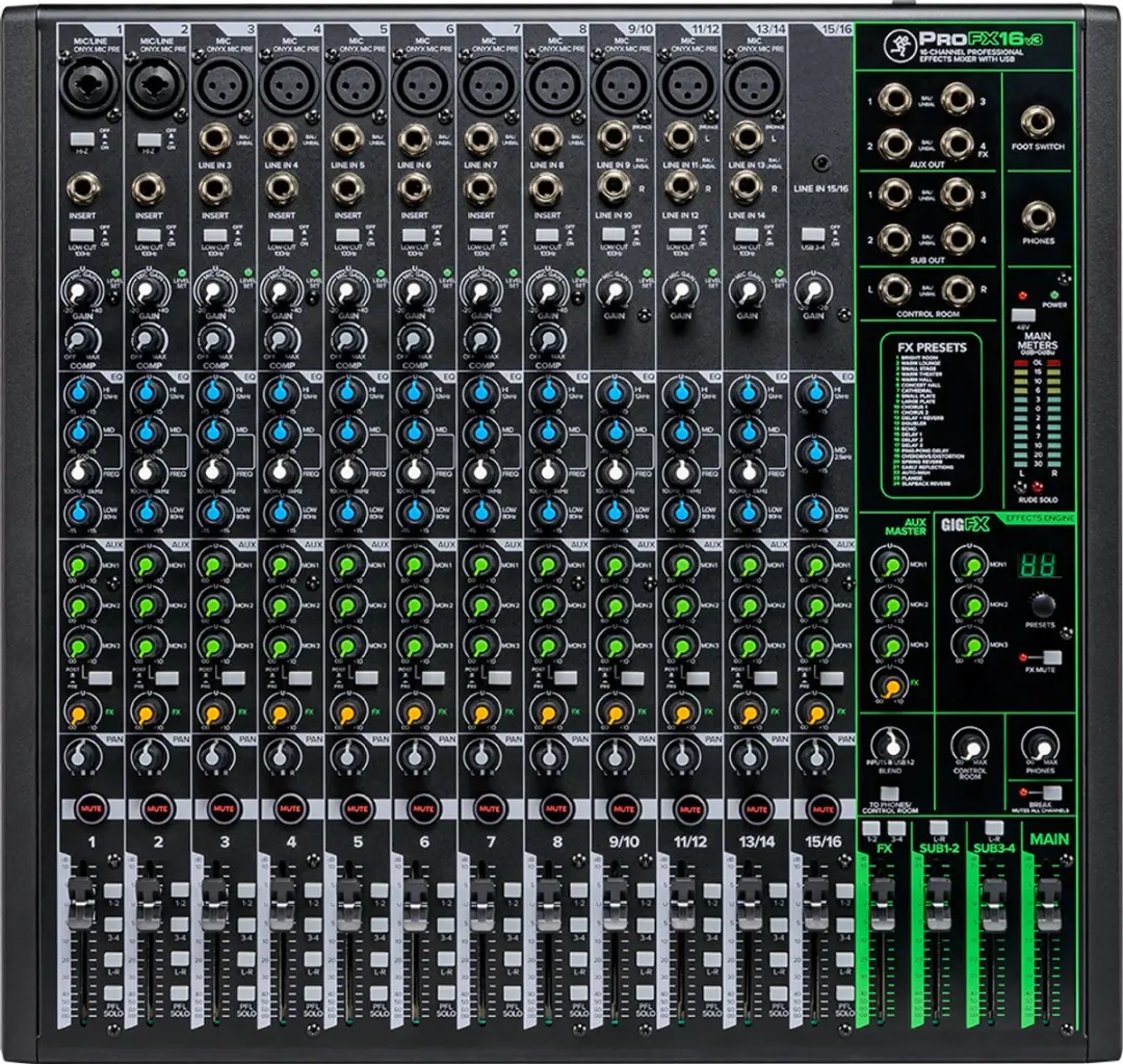 Mackie ProFX16v3 MA119528 FX-mixer - Zwart - afbeelding 2 van 5
