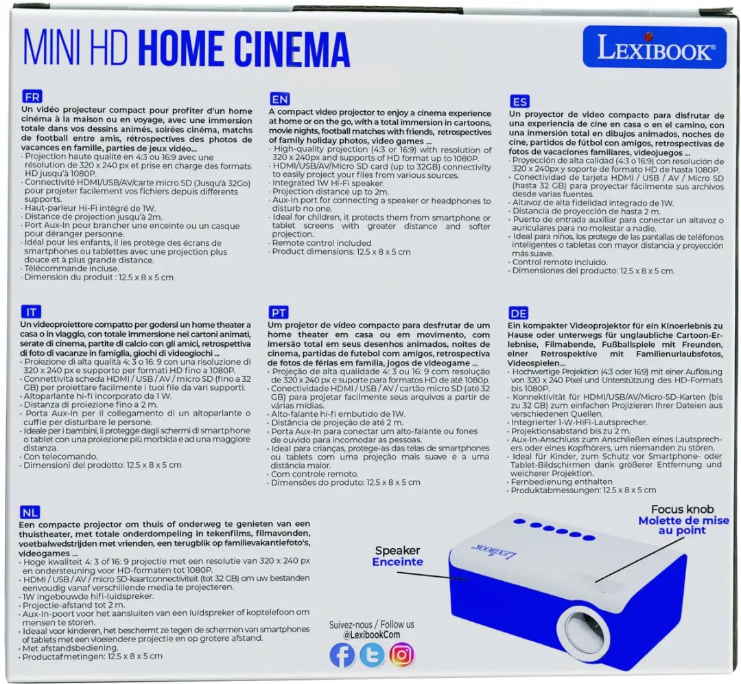 Lexibook PRJ150 Mini HD-videoprojector - Blauw/Wit - afbeelding 5 van 6