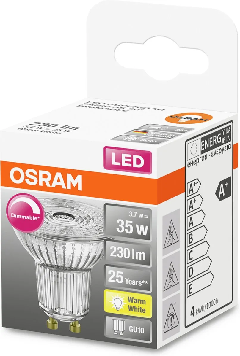 Osram Spot PAR16 LED 36° GU10 - 3,7W Warm wit - afbeelding 6 van 6