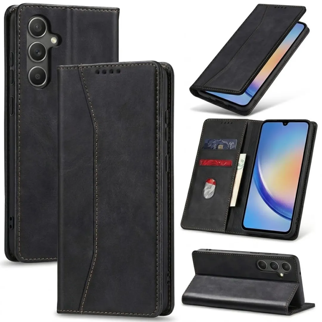 NUVEX Zwart Kunstleer Wallet Hoesje Samsung Galaxy S25 FE