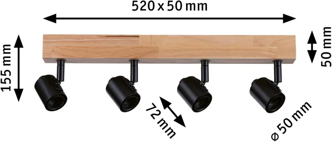 Paulmann LED Spotlight Arvid E27 4x20W - Zwart - afbeelding 6 van 6