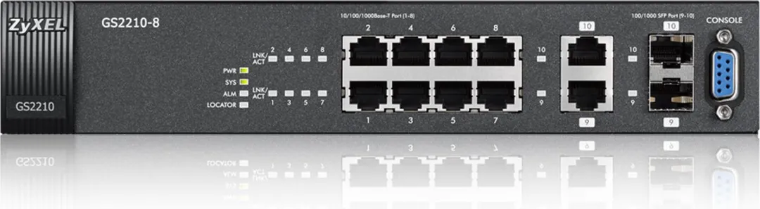 Zyxel GS2210-8 Switch - 10 PoE-poorten Wit