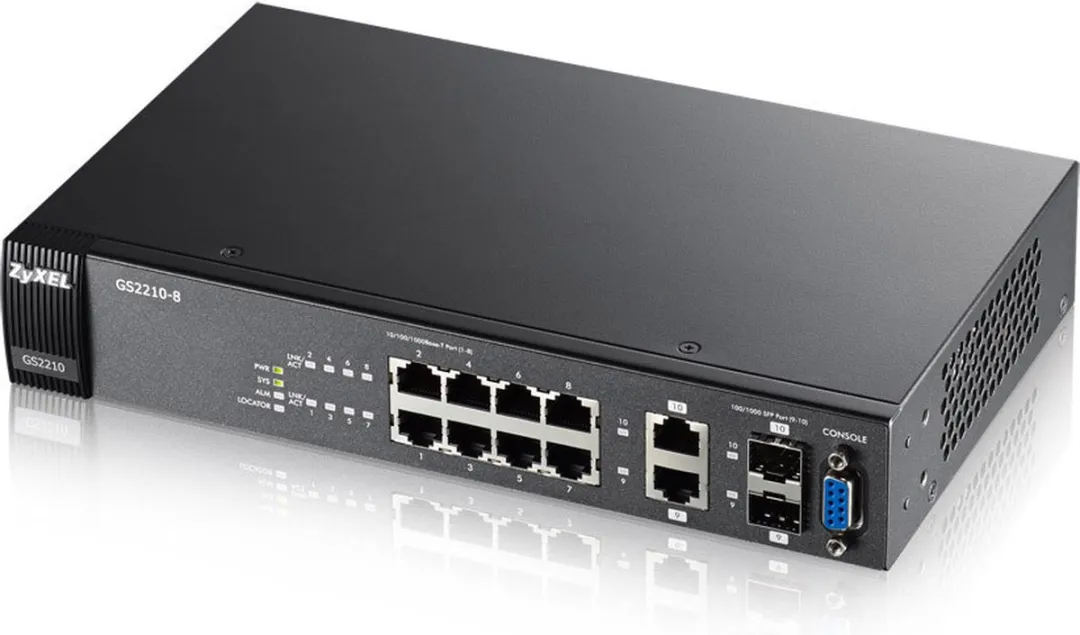 Zyxel GS2210-8 Switch - 10 PoE-poorten Wit