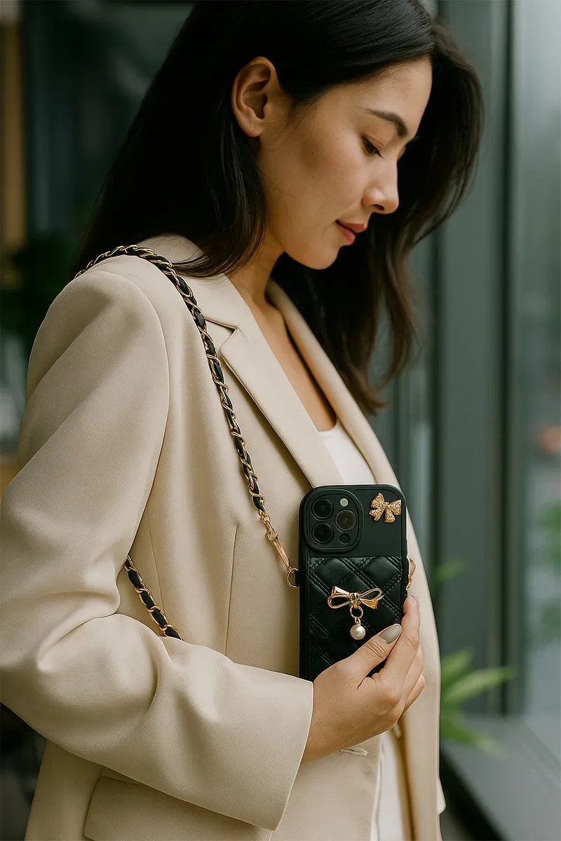 NUVEX iPhone 13 Pro Hoesje - Zwart - Quilted Design met Pareldetail