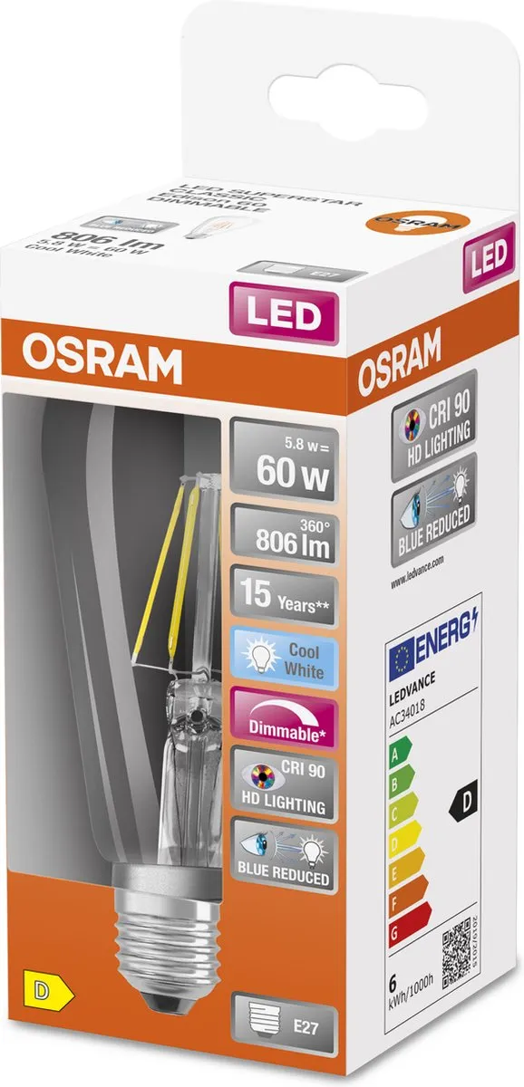 Osram E27 LED Globelamp 11W 4000K - 300° - Ø95mm