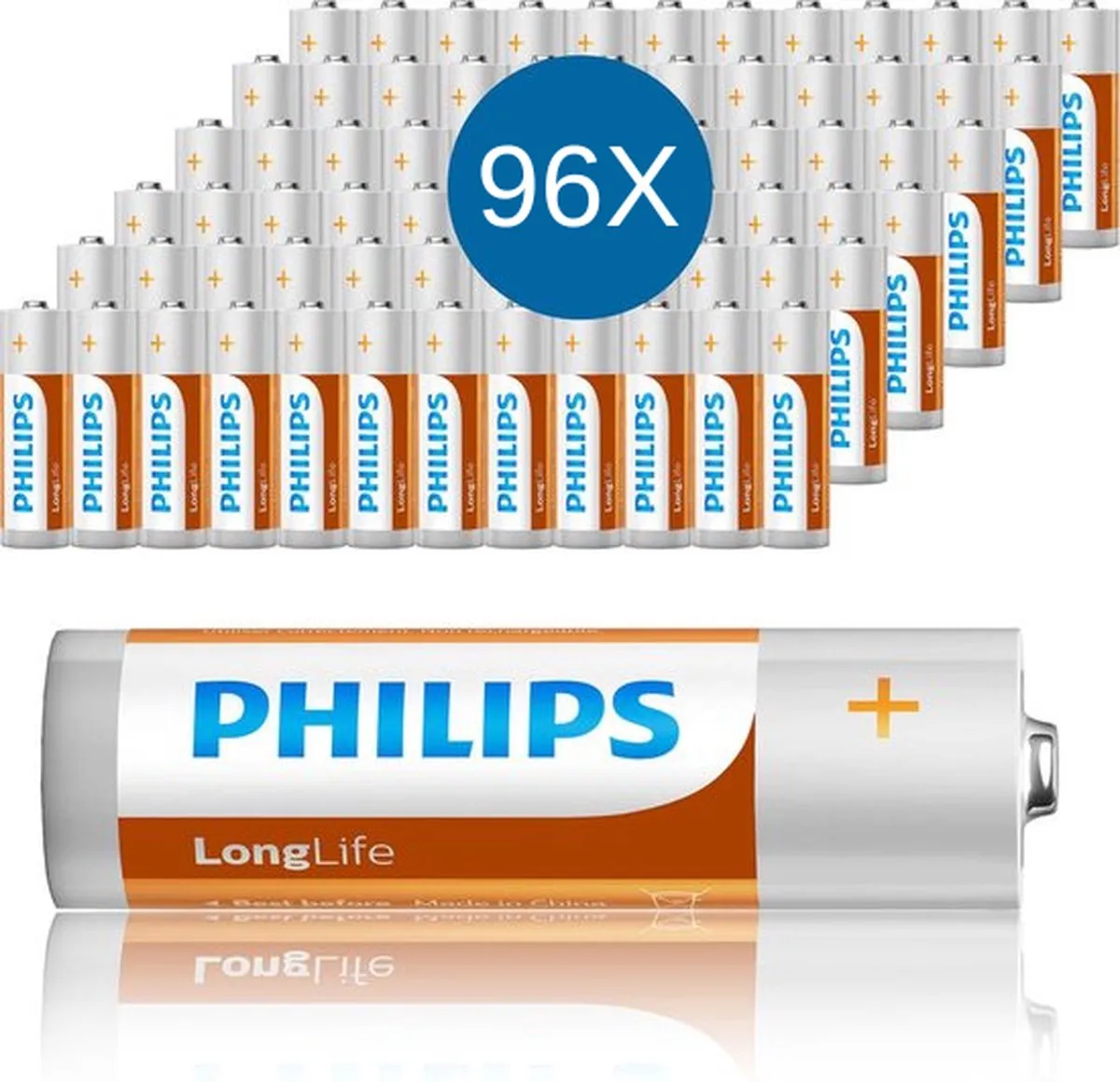 Philips Longlife AA Batterijen 1400mAh - 96 Stuks