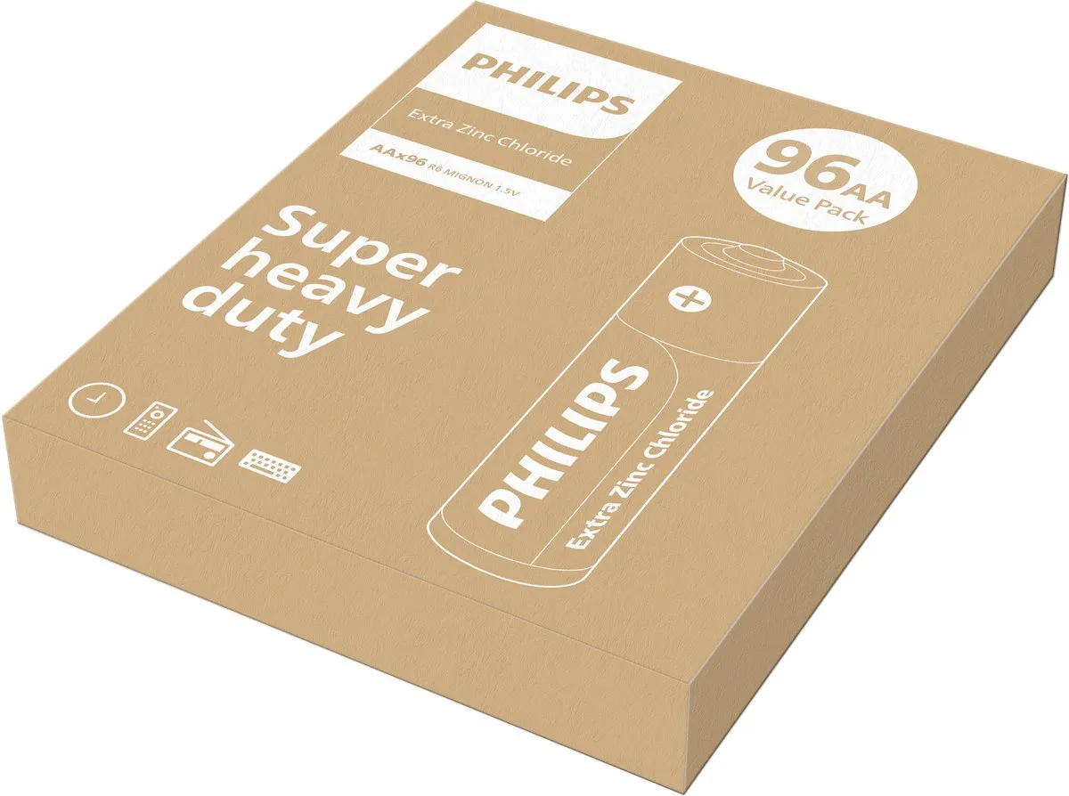 Philips Longlife AA Batterijen 1400mAh - 96 Stuks