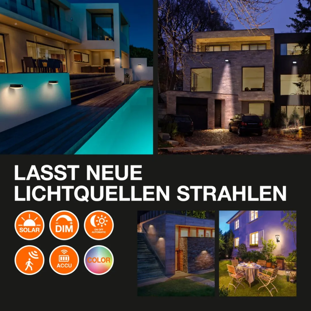Osram ENDURA Style Ovale Solar Wandlamp 6W - Warm wit 3000K - Zwart