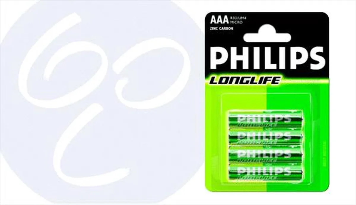 Philips AAA Longlife Batterijen - 4 Stuks