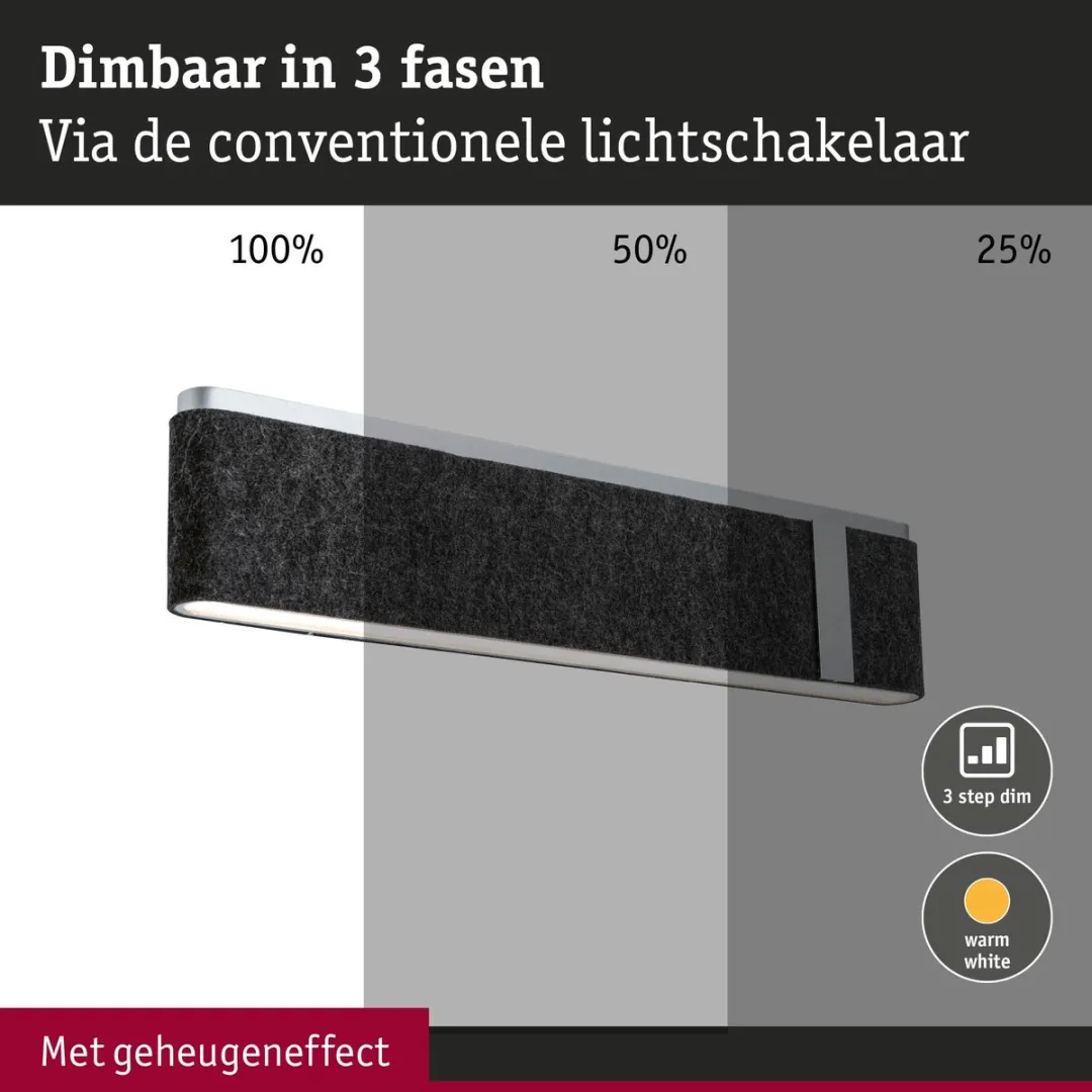 Paulmann LED Wandlamp Jagun 2700K 1250lm - Antraciet