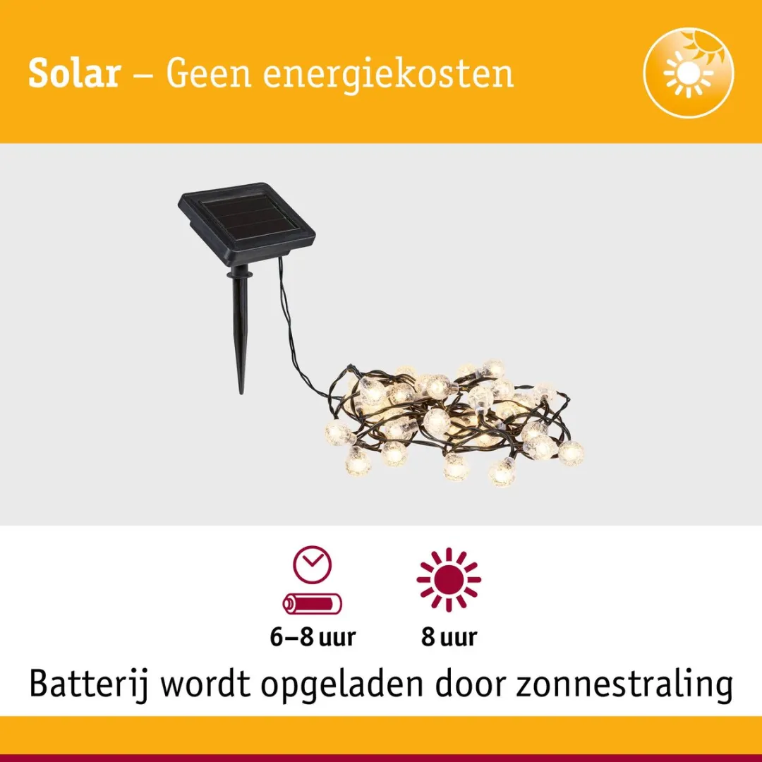 Paulmann Soala Solar LED-lichtketting 30x3lm - 3000K - Zwart