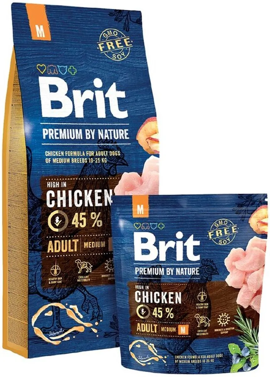Brit Premium by Nature Medium Appel Kip Maïs 15kg