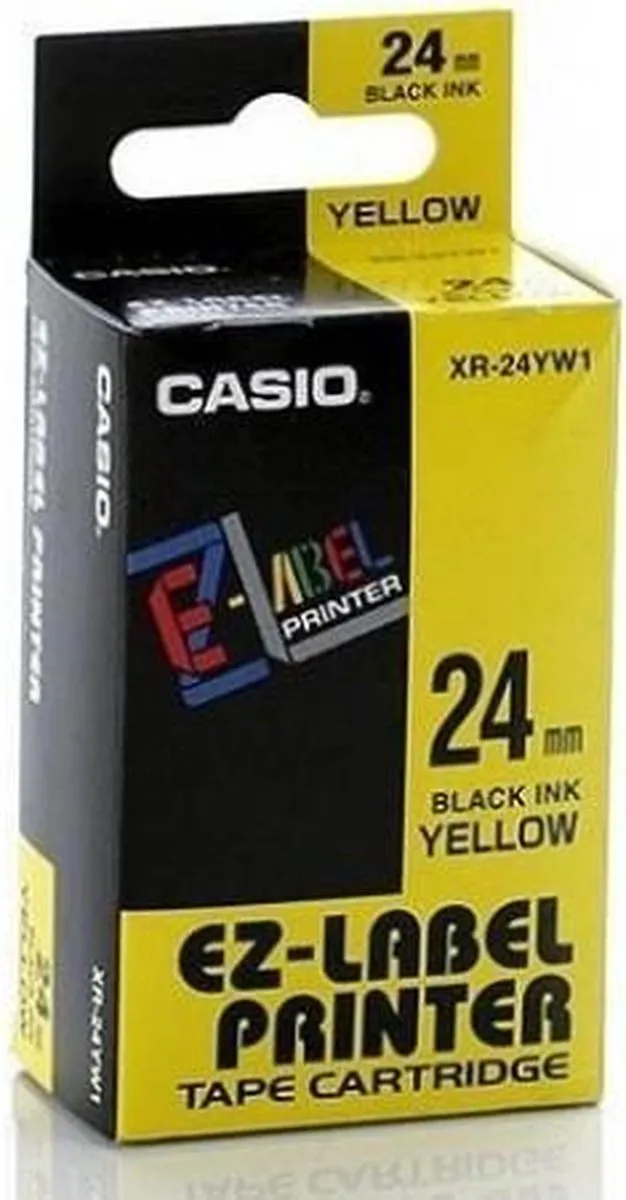 Casio XR-24YW1 Labeltape Tapekleur: Geel Tekstkleur: Zwart 24 mm 8 m