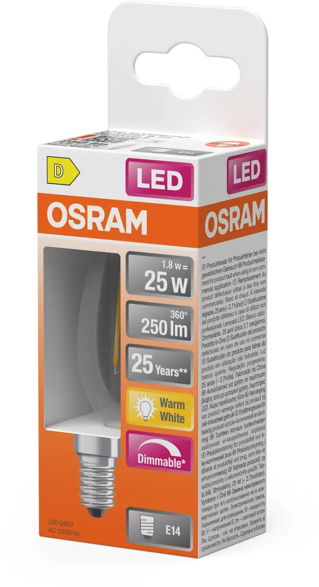 Osram LED Superstar B25 Kaarslamp 1,8W E14 - 250lm Warm Wit
