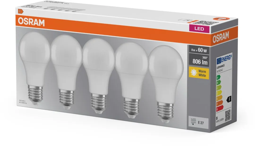 Osram LED Classic A 60 E27 8,5W 806lm Warm Wit - 5 Stuks