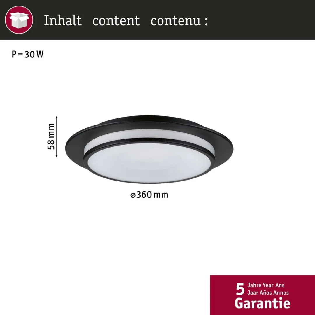 Paulmann LED Plafondlamp Egron 2700K 750lm - Zwart mat - afbeelding 6 van 6