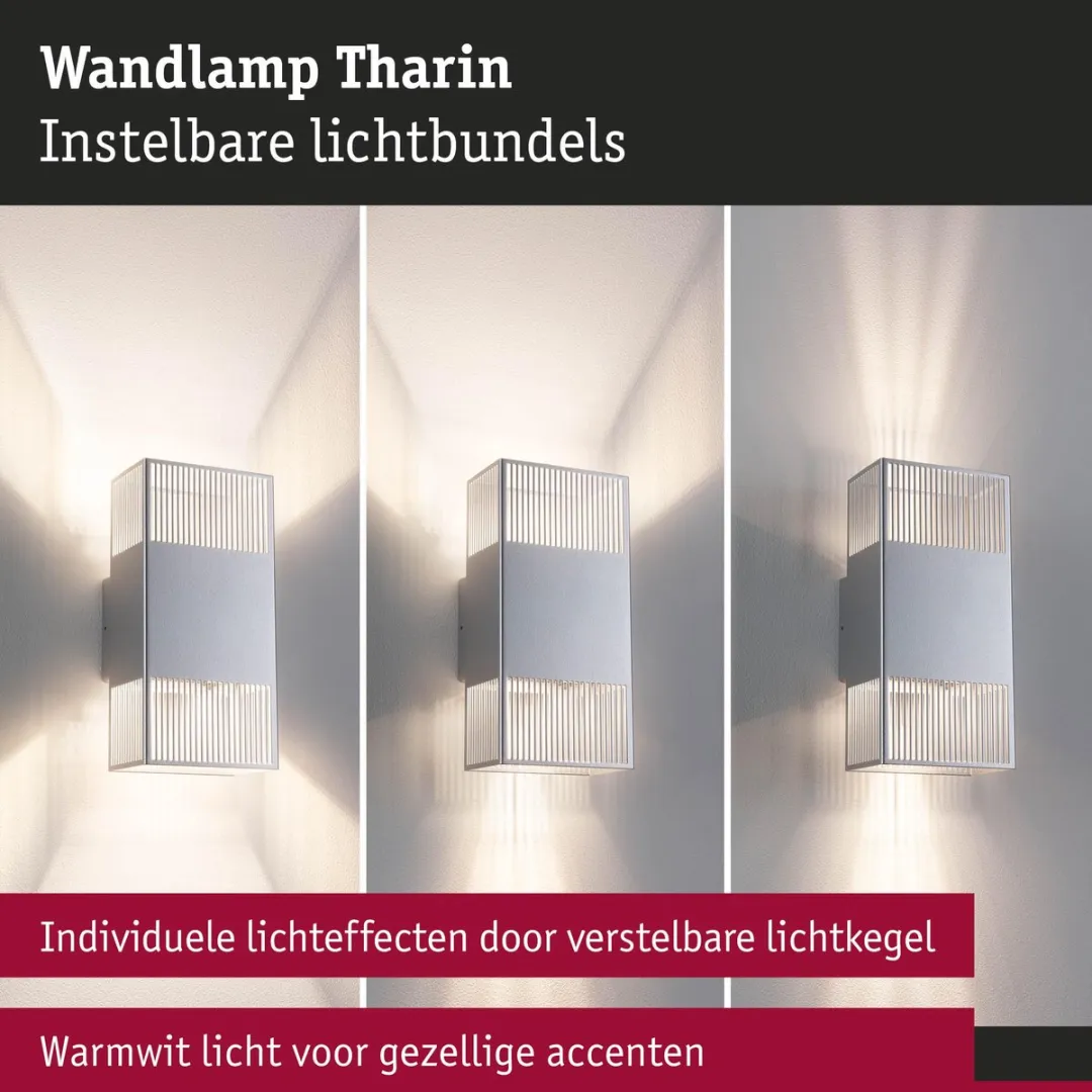 Paulmann LED Wandlamp Tharin IP44 2x3,7W - 3000K - Zilver