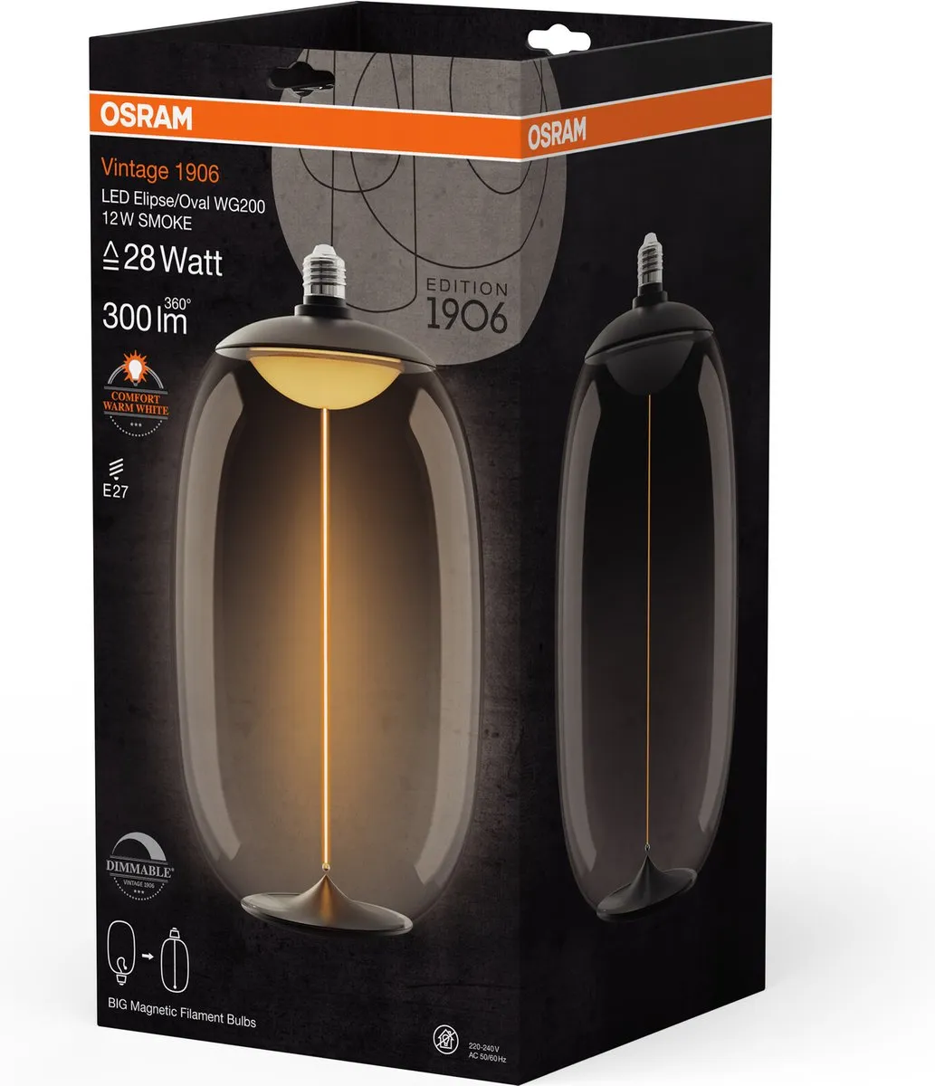 Osram Vintage 1906 Big Elipse Oval LED - 12W 300lm E27 Warm Wit - afbeelding 6 van 6