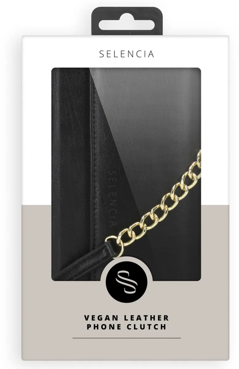 Selencia Hoesje Galaxy S21 Plus - Vegan Lederen Clutch Zwart