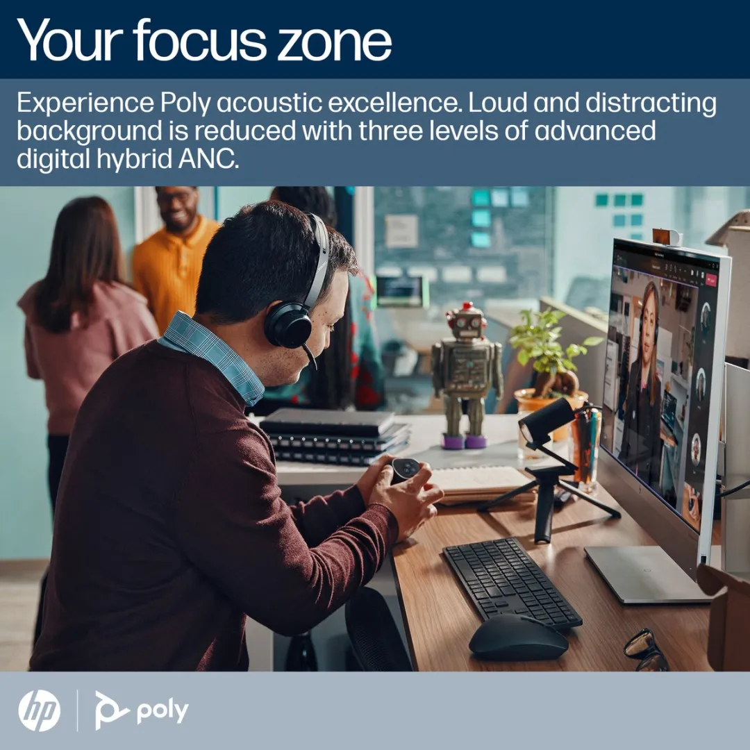 Poly Voyager Focus 2 On-Ear Headset - Bluetooth - Noise Cancelling - Zwart - afbeelding 6 van 6