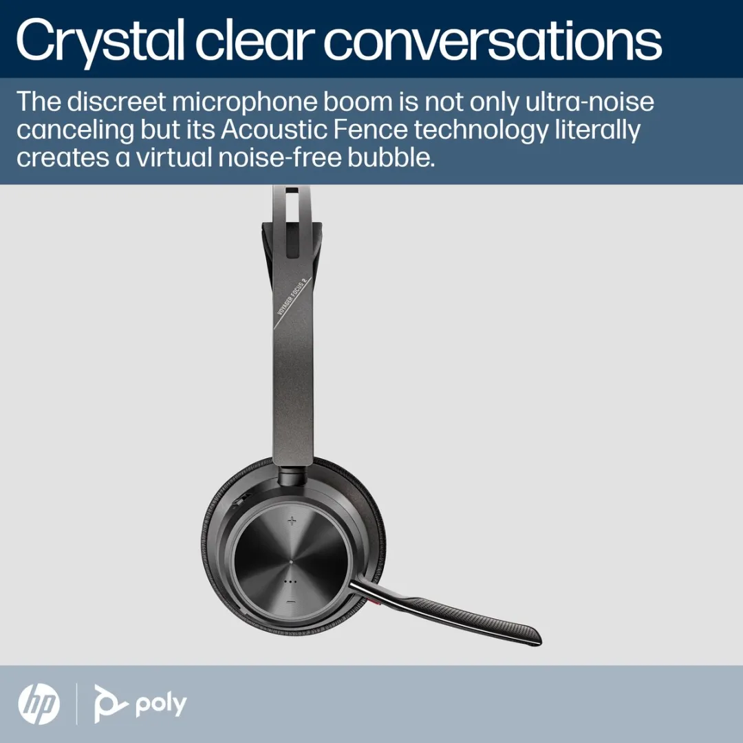 HP Poly Voyager Focus 2 – On-ear headset – Bluetooth – Stereo – Zwart – Noise Cancelling