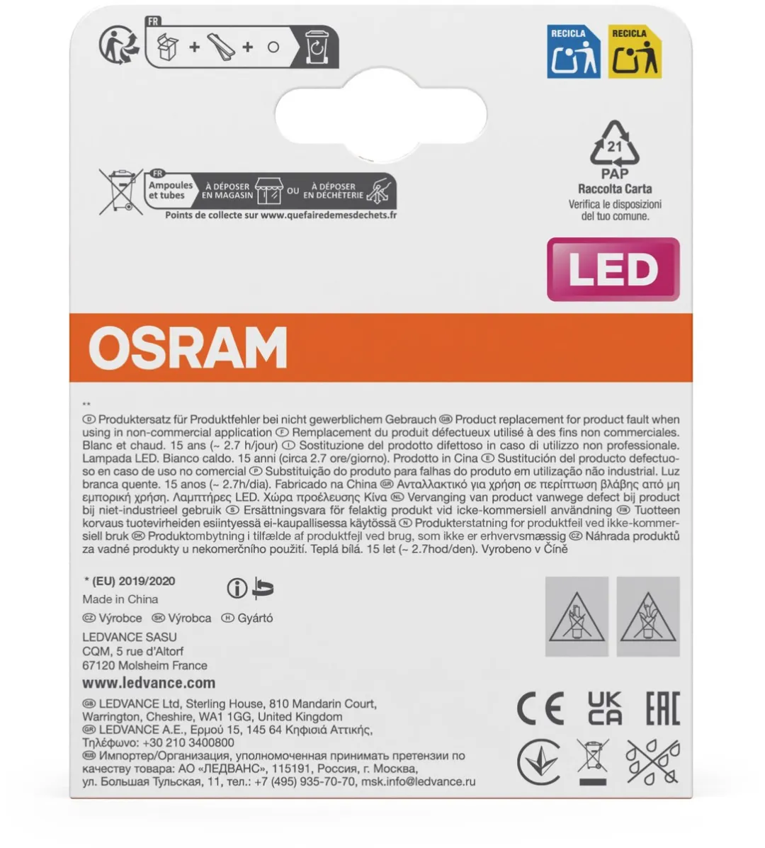 Osram LED Star mini P40 Filament - 3,4W 2700K E14 Mat - 2 Stuks - afbeelding 6 van 6