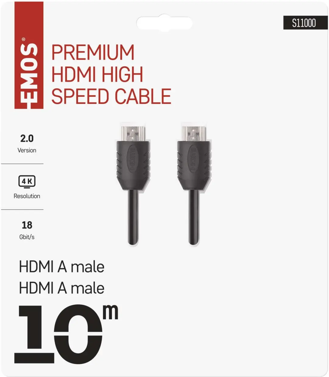 Emos S11000 HDMI 2.0 kabel - 10m - Zwart - afbeelding 6 van 6