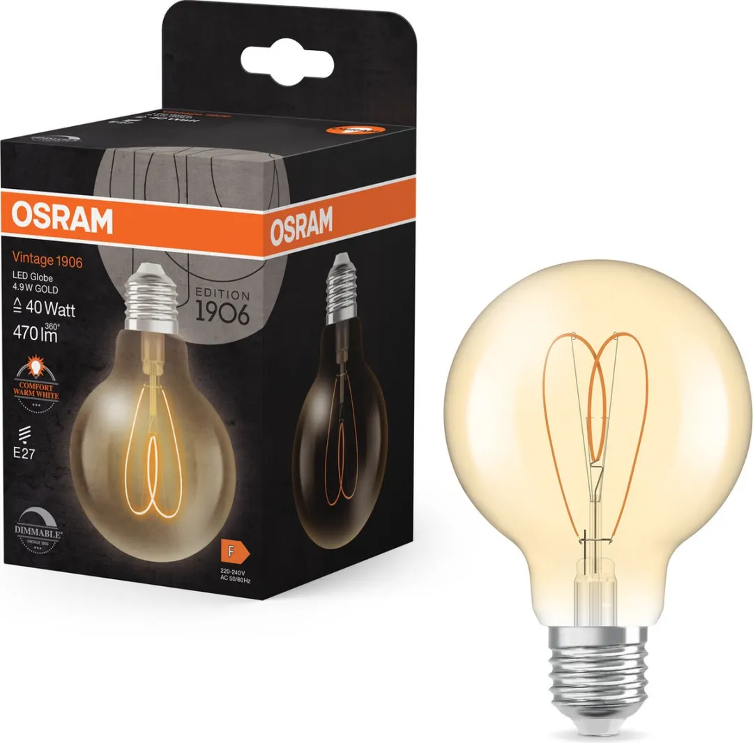 Osram Vintage 1906 Globe LED Lamp 4,9W 470lm E27 - Goud - 2200K - afbeelding 6 van 6