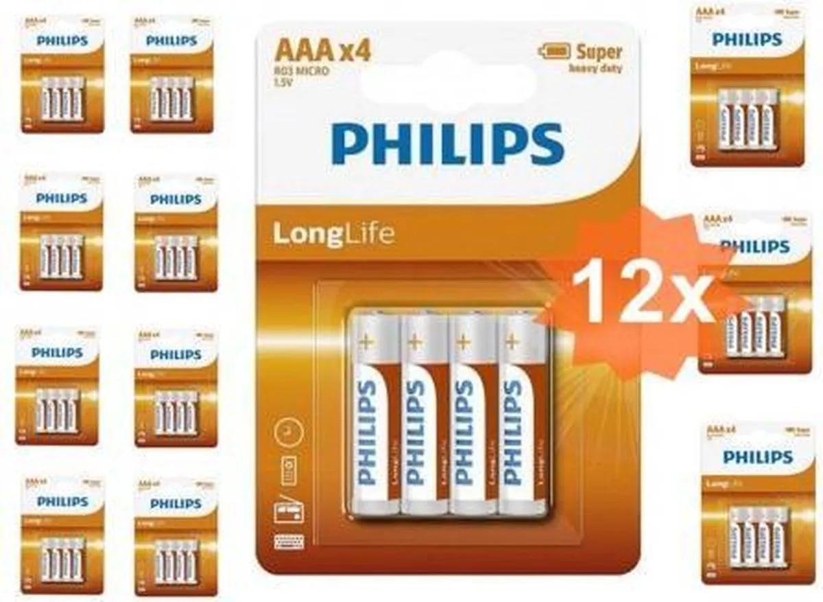 Philips Longlife AAA Batterijen - 48 Stuks