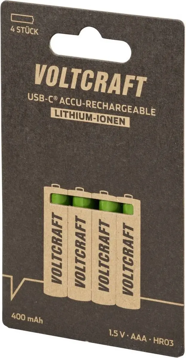 Voltcraft VC-AAA400USB Oplaadbare Batterij - 400mAh - 4 stuk - afbeelding 4 van 4