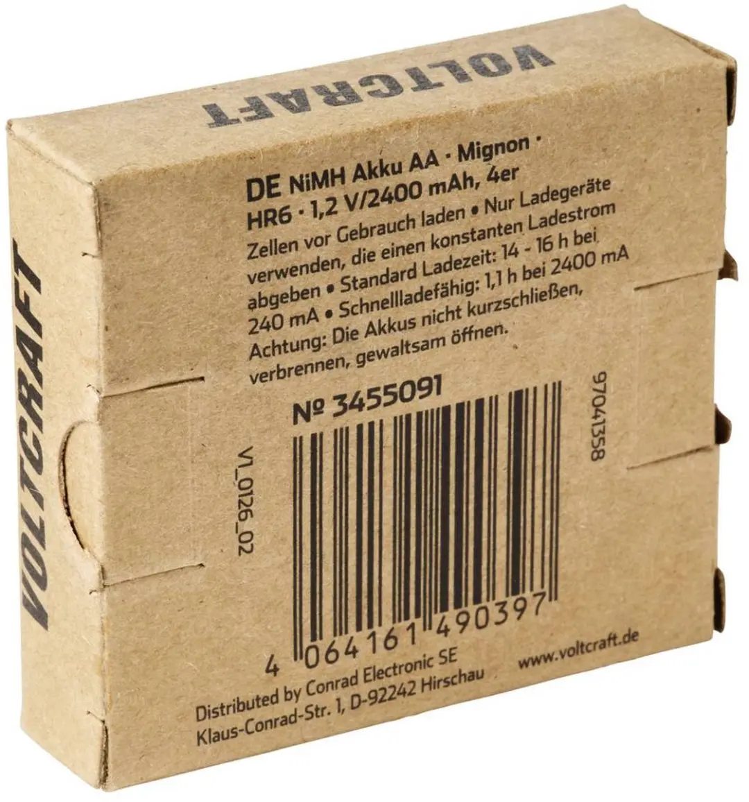 Voltcraft Oplaadbare AA batterij NiMH 2400 mAh - 4 stuk - afbeelding 4 van 4