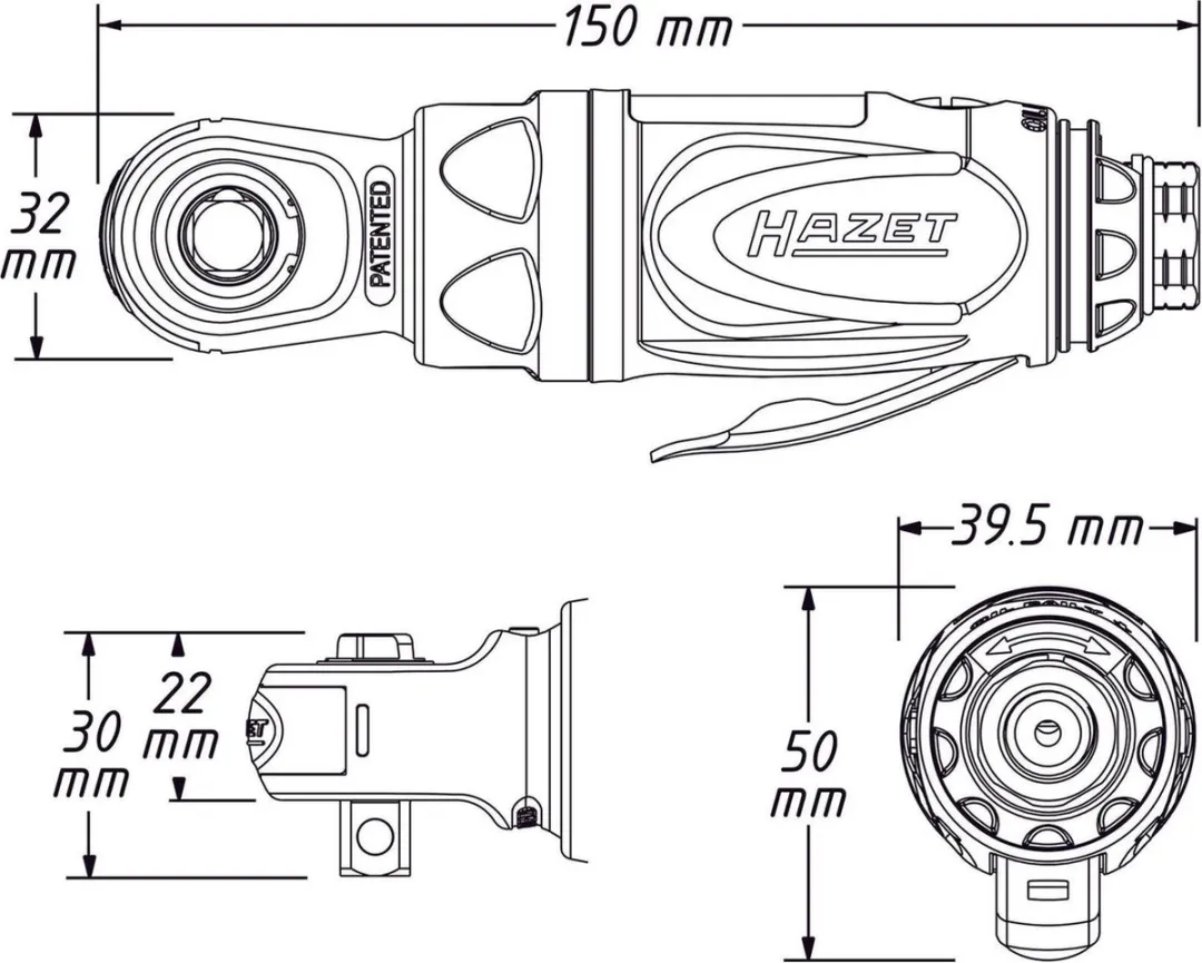 Hazet Pneumatische Ratelsleutel 9021P-2 10mm - 54Nm - afbeelding 6 van 6