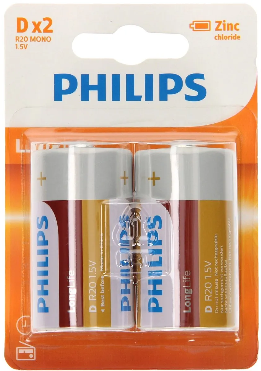 Philips R20L2B D Batterijen - 2 Stuks
