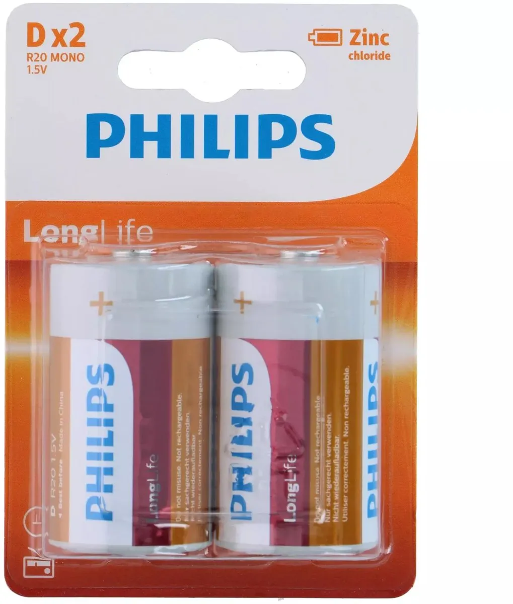 Philips R20L2B D Batterijen - 2 Stuks