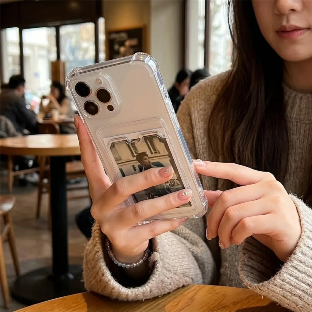 NUVEX Transparant iPhone 13 Pro Hoesje - TPU met kaarthouder