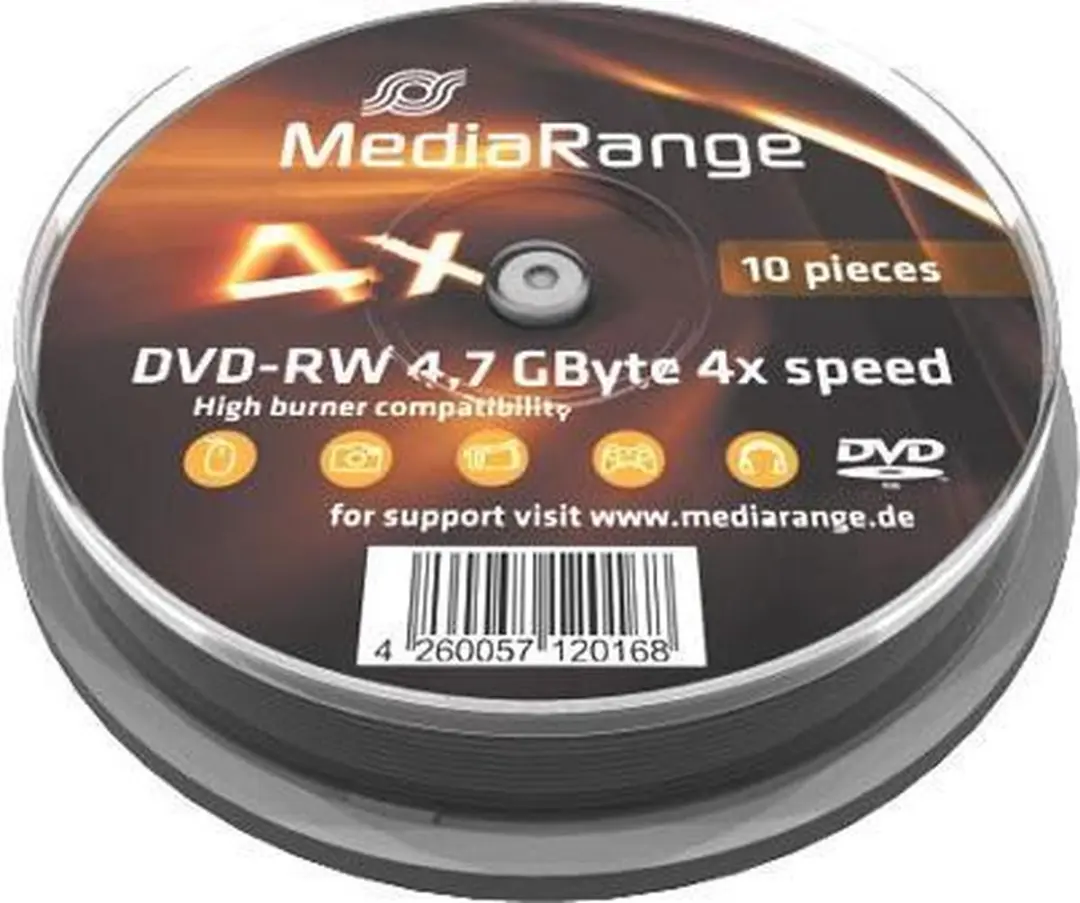MediaRange DVD-RW MR450 - 4.7GB - 4x - 10 stuks - afbeelding 2 van 2