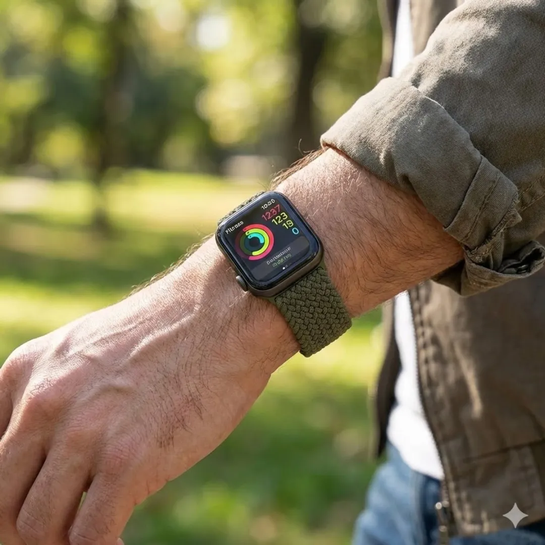 NUVEX Groen-Zwart Nylon Horlogeband - 2 Stuks - Geschikt voor Apple Watch 42-49mm