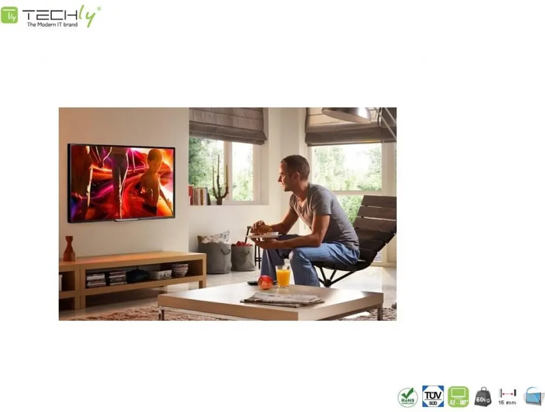 Techly ICA-PLB 860 TV-beugel 42-80 inch - Zwart - afbeelding 4 van 6