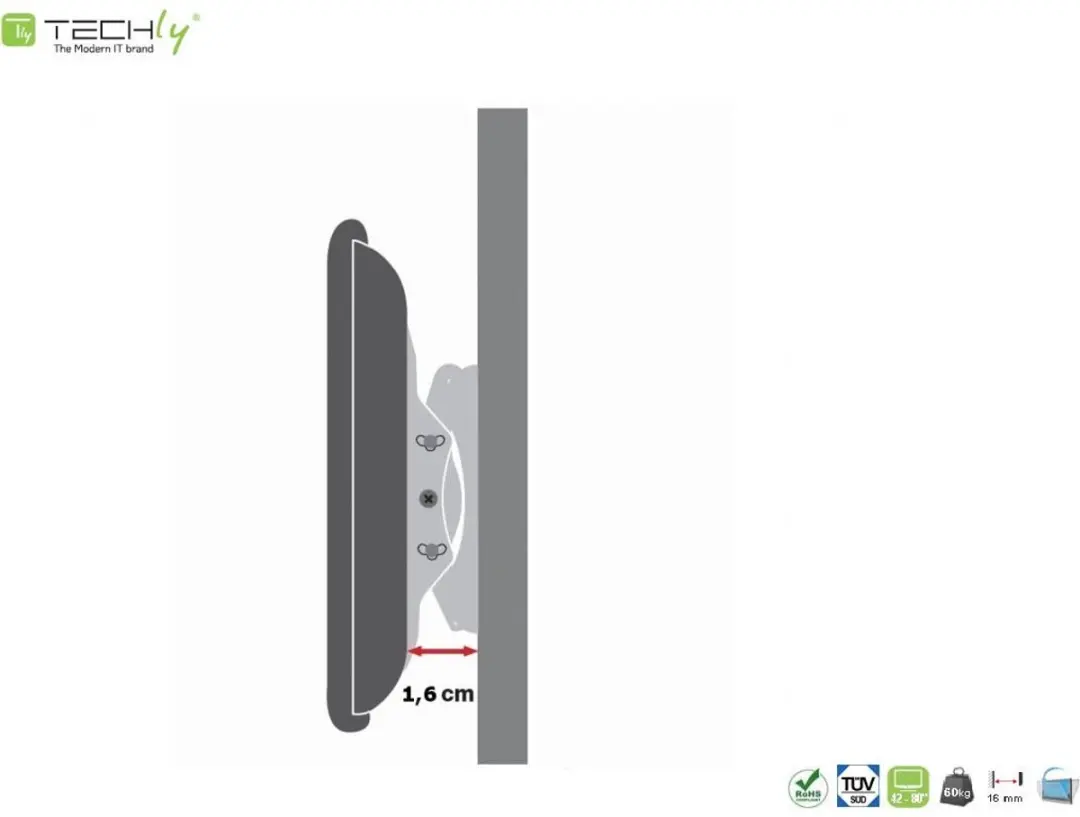 Techly ICA-PLB 860 TV-beugel 42-80 inch - Zwart - afbeelding 3 van 6