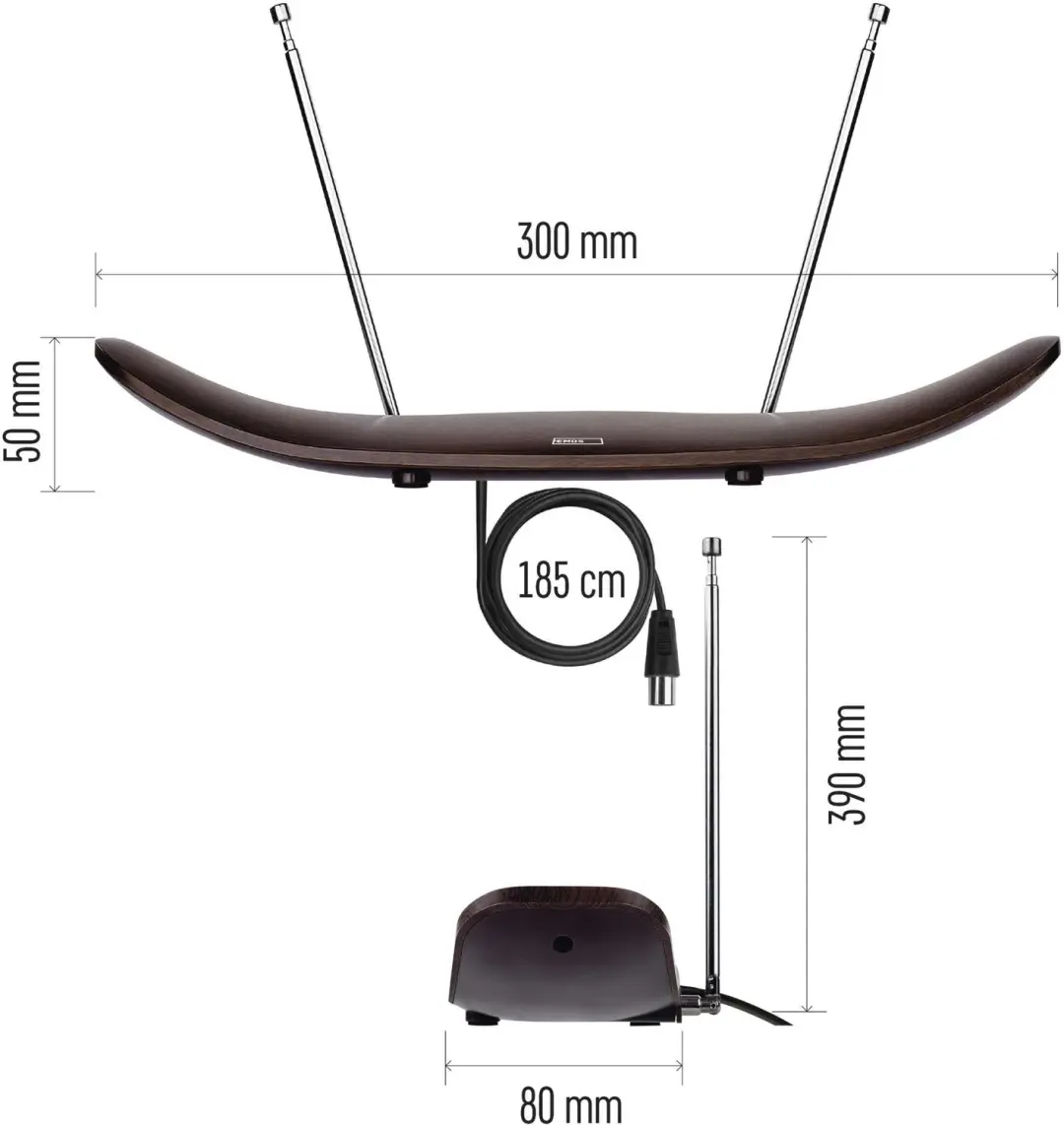 Emos CITY WOOD-C500 J0708 Binnenantenne - Zwart - afbeelding 5 van 6