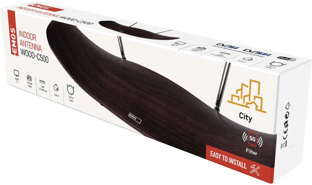 Emos CITY WOOD-C500 J0708 Binnenantenne - Zwart - afbeelding 6 van 6