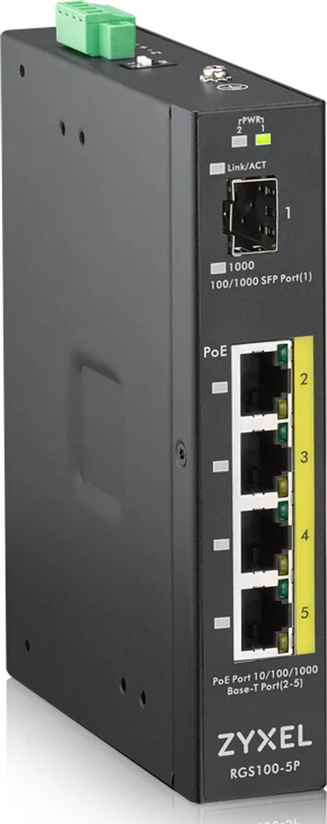 Zyxel RGS100-5P Unmanaged Switch - 5 PoE-poorten - 10 Gbps