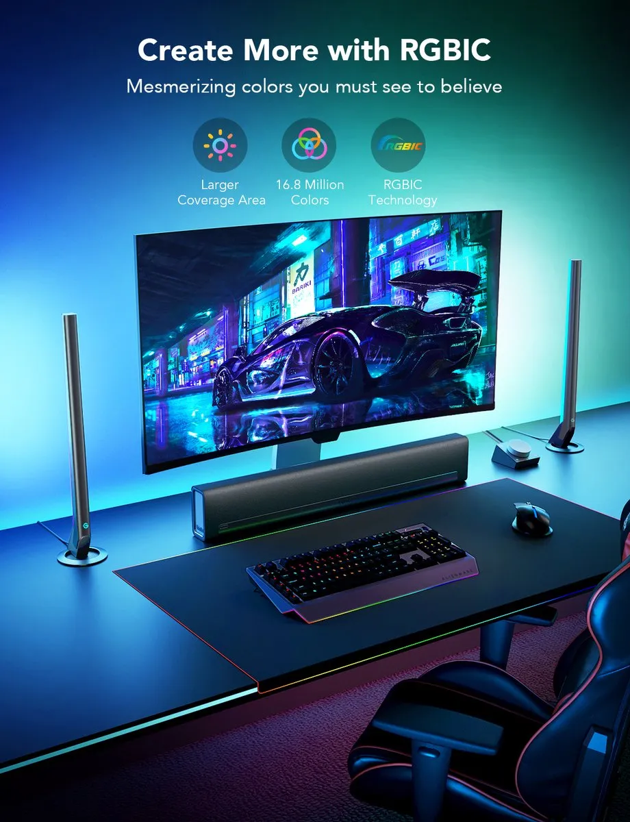 Govee Smart Gaming Light Bars RGBIC - 2 Stuks - Zwart - afbeelding 6 van 6
