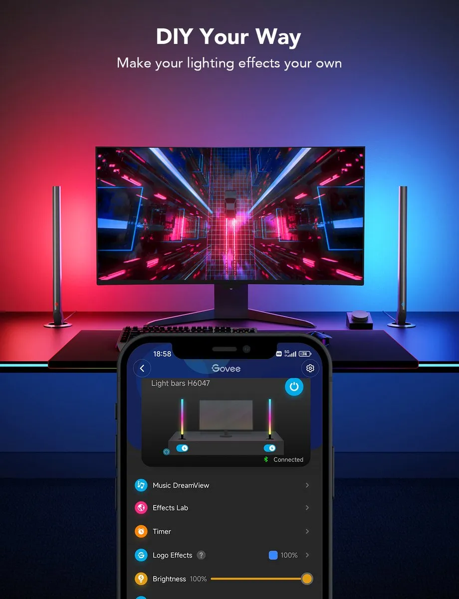 Govee Smart Gaming Light Bars RGBIC - 2 Stuks - Zwart