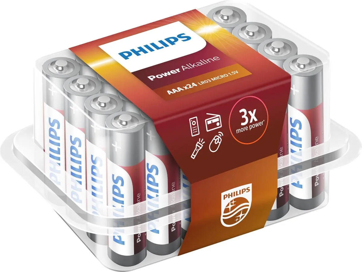 Philips Power Alkaline AAA Batterijen - 24 Stuks