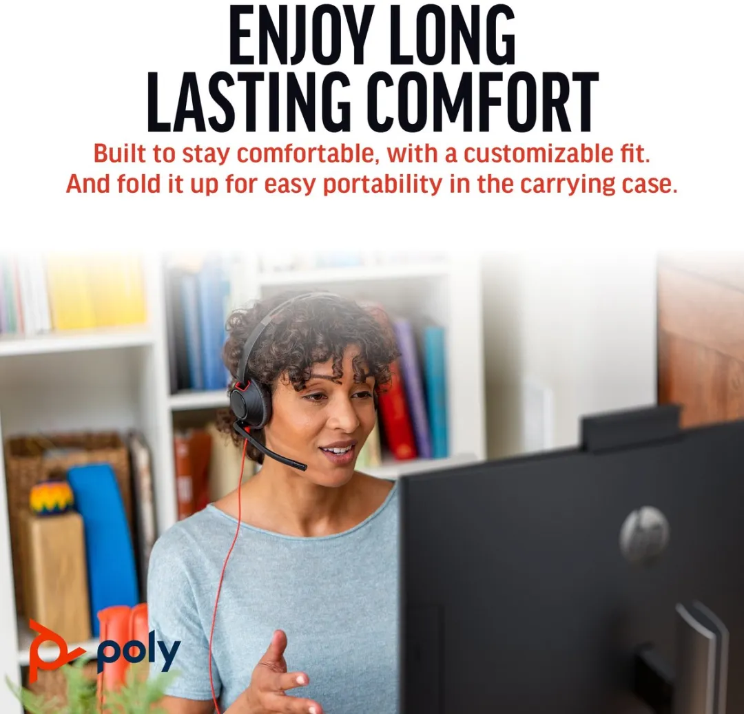 HP Poly Headset Blackwire C5220 Stereo USB- On Ear headset Computer Stereo Zwart Noise Cancelling