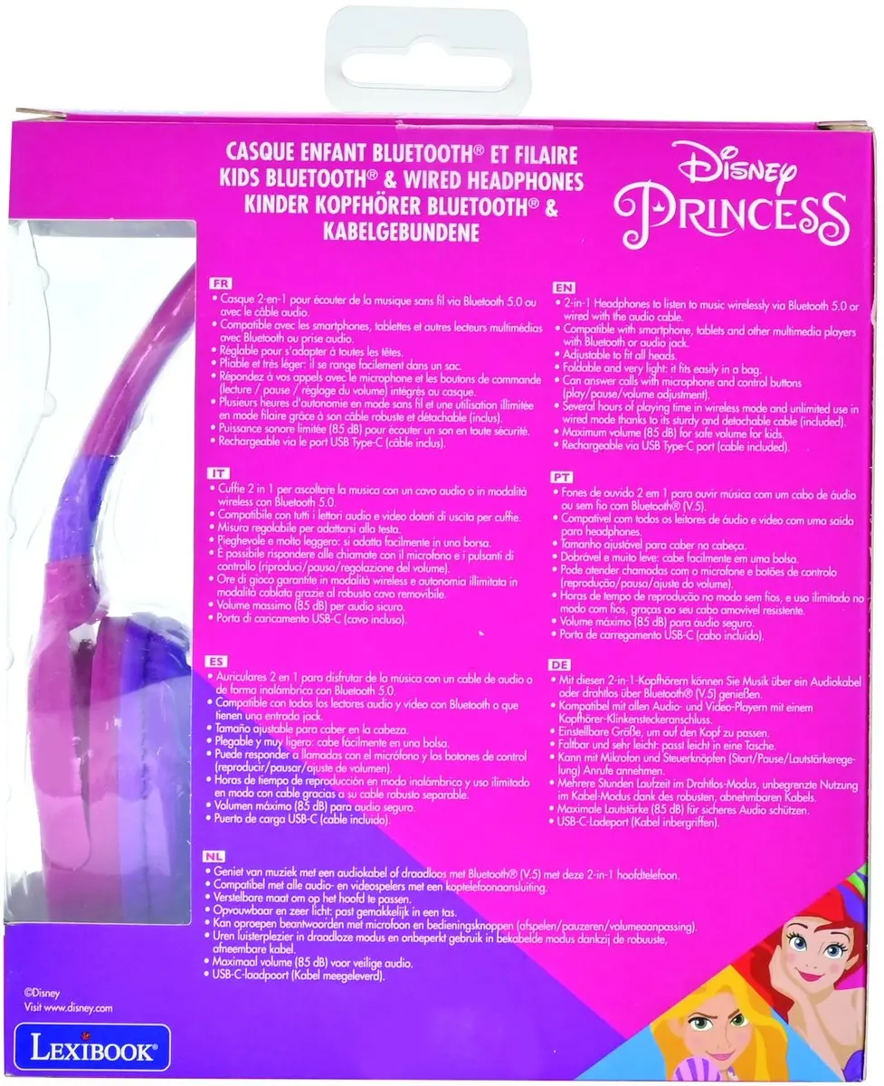 Lexibook Disney Princess HPBT010DP Koptelefoon - Roze - afbeelding 5 van 6