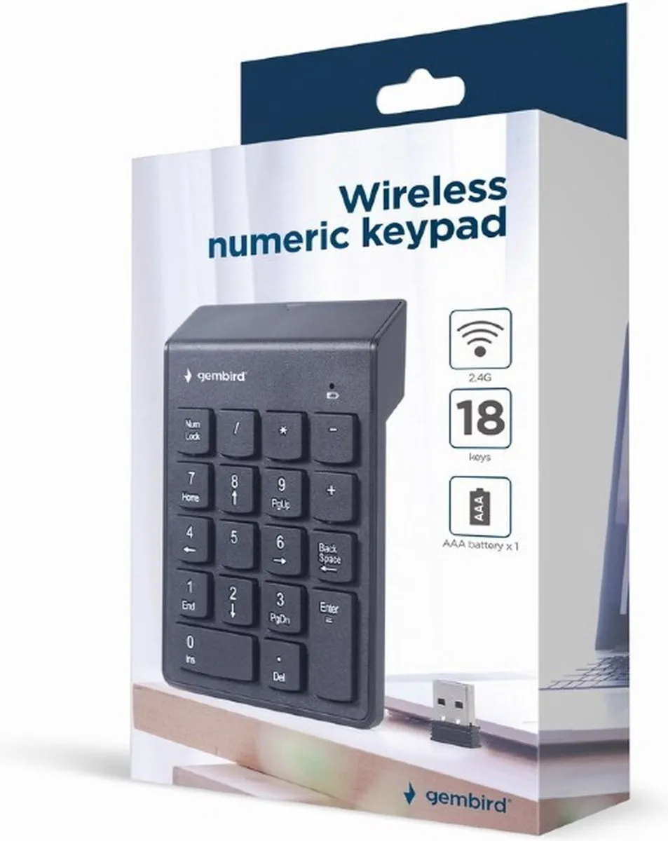 Gembird KPD-W-02 Draadloos Numeriek Toetsenbord - Zwart