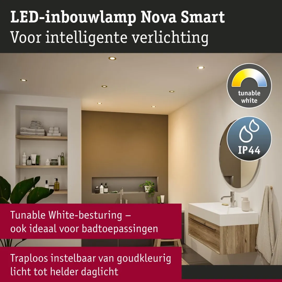 Paulmann Nova Coin LED Inbouwlamp 3x6W 530lm Tunable White - Goud mat